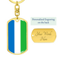 Sierra Leone Flag Swivel Keychain Dog Tag Stainless Steel or 18k Gold-Express Your Love Gifts