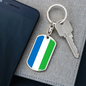 Sierra Leone Flag Swivel Keychain Dog Tag Stainless Steel or 18k Gold-Express Your Love Gifts