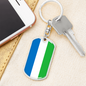 Sierra Leone Flag Swivel Keychain Dog Tag Stainless Steel or 18k Gold-Express Your Love Gifts