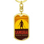 Silhouette Of Japanese Samurai Keychain Dog Tag Stainless Steel or 18k Gold-Express Your Love Gifts