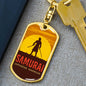 Silhouette Of Japanese Samurai Keychain Dog Tag Stainless Steel or 18k Gold-Express Your Love Gifts