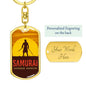 Silhouette Of Japanese Samurai Keychain Dog Tag Stainless Steel or 18k Gold-Express Your Love Gifts