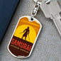 Silhouette Of Japanese Samurai Keychain Dog Tag Stainless Steel or 18k Gold-Express Your Love Gifts