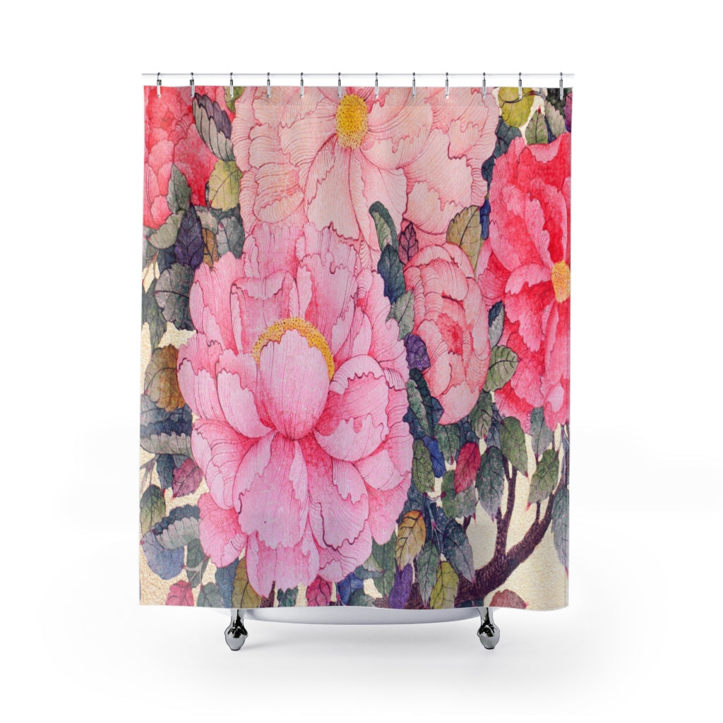 Silk Floral Fabric Stylish Design 71" x 74" Elegant Waterproof Shower Curtain for a Spa-like Bathroom Paradise Exceptional Craftsmanship-Express Your Love Gifts
