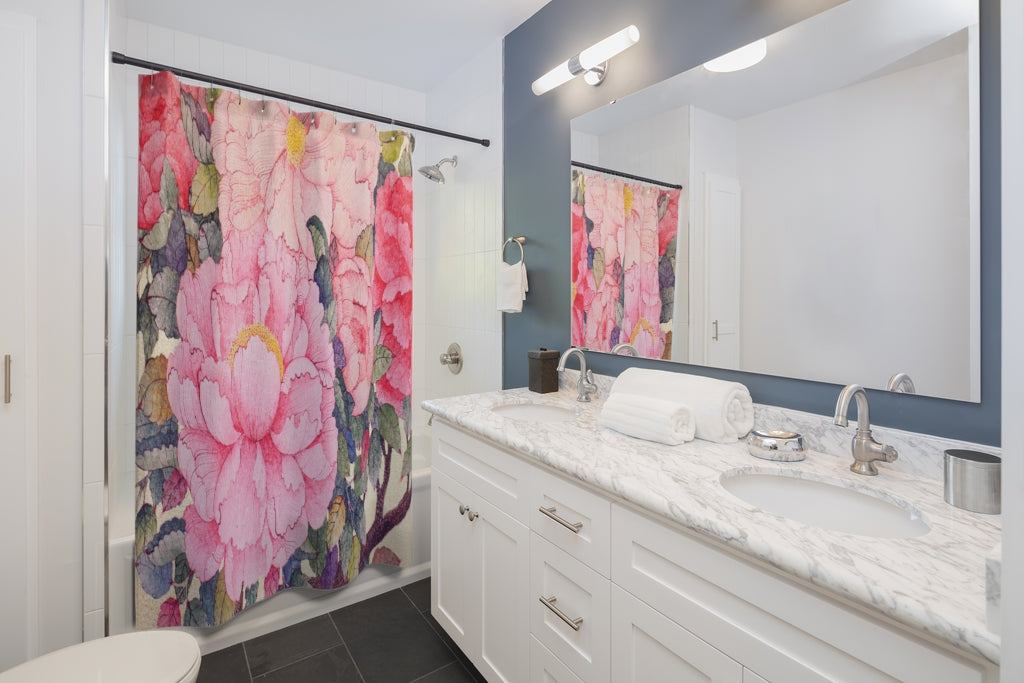 Silk Floral Fabric Stylish Design 71" x 74" Elegant Waterproof Shower Curtain for a Spa-like Bathroom Paradise Exceptional Craftsmanship-Express Your Love Gifts