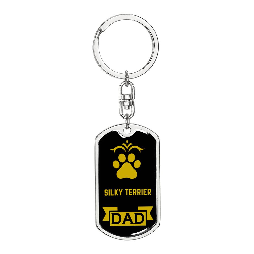 Silky Terrier Keychain Stainless Steel or 18k Gold-Express Your Love Gifts