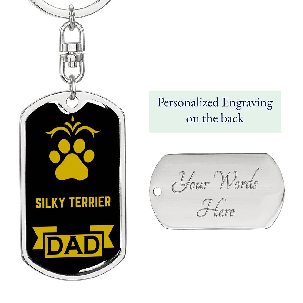 Silky Terrier Keychain Stainless Steel or 18k Gold-Express Your Love Gifts