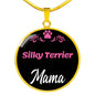 Silky Terrier Mama Necklace Circle Pendant Stainless Steel or 18k Gold 18-22" Dog Mom Pendant-Express Your Love Gifts