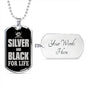 Silver Black For Life Raider Dog Tag Stainless Steel or 18k Gold 24" Chain-Express Your Love Gifts