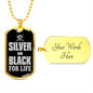 Silver Black For Life Raider Dog Tag Stainless Steel or 18k Gold 24" Chain-Express Your Love Gifts