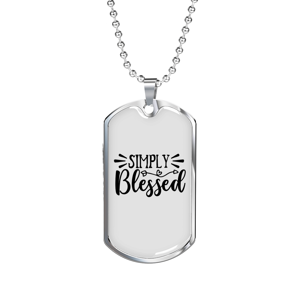 Simply Blessed Christian Necklace Stainless Steel or 18k Gold Dog Tag 24" Chain-Express Your Love Gifts