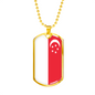 Singapore Flag Necklace Stainless Steel or 18k Gold Dog Tag 24" Chain-Express Your Love Gifts