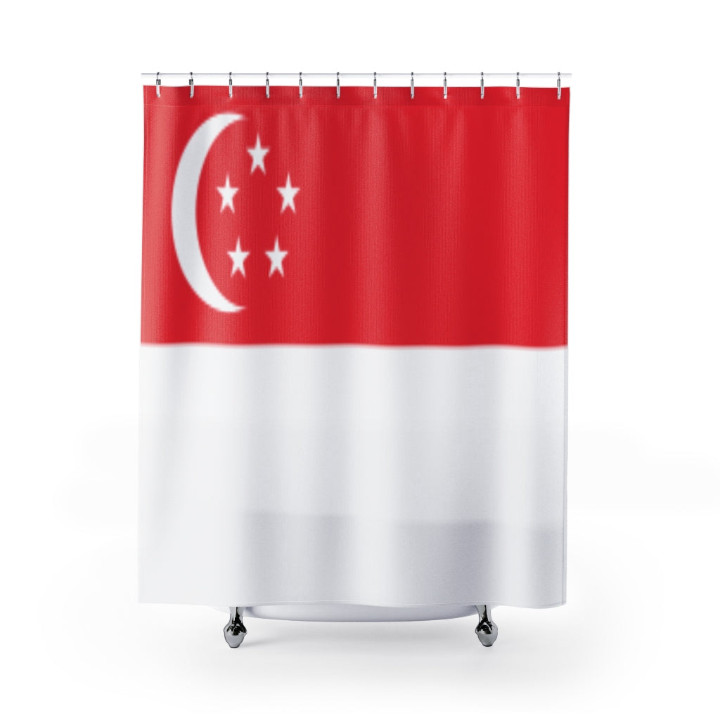 Singapore Flag Stylish Design 71" x 74" Elegant Waterproof Shower Curtain for a Spa-like Bathroom Paradise Exceptional Craftsmanship-Express Your Love Gifts