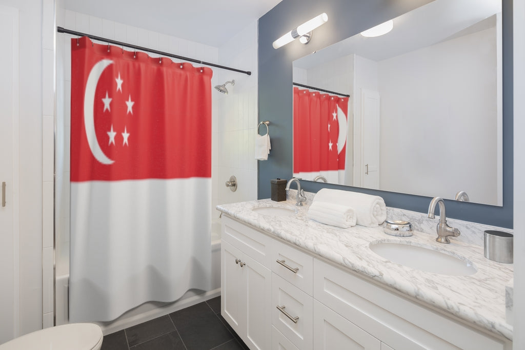 Singapore Flag Stylish Design 71" x 74" Elegant Waterproof Shower Curtain for a Spa-like Bathroom Paradise Exceptional Craftsmanship-Express Your Love Gifts
