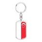 Singapore Flag Swivel Keychain Dog Tag Stainless Steel or 18k Gold-Express Your Love Gifts
