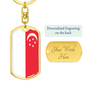 Singapore Flag Swivel Keychain Dog Tag Stainless Steel or 18k Gold-Express Your Love Gifts