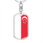 Singapore Flag Swivel Keychain Dog Tag Stainless Steel or 18k Gold-Express Your Love Gifts