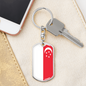 Singapore Flag Swivel Keychain Dog Tag Stainless Steel or 18k Gold-Express Your Love Gifts