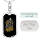 Single Track Cycling Keychain Stainless Steel or 18k Gold Dog Tag Keyring-Express Your Love Gifts