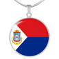 Sint Maarten Flag Necklace Circle Pendant Stainless Steel or 18k Gold 18-22"-Express Your Love Gifts