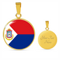 Sint Maarten Flag Necklace Circle Pendant Stainless Steel or 18k Gold 18-22"-Express Your Love Gifts