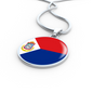 Sint Maarten Flag Necklace Circle Pendant Stainless Steel or 18k Gold 18-22"-Express Your Love Gifts