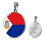 Sint Maarten Flag Necklace Circle Pendant Stainless Steel or 18k Gold 18-22"-Express Your Love Gifts