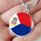 Sint Maarten Flag Necklace Circle Pendant Stainless Steel or 18k Gold 18-22"-Express Your Love Gifts