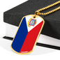 Sint Maarten Flag Necklace Stainless Steel or 18k Gold Dog Tag 24" Chain-Express Your Love Gifts