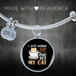 Sip Coffee And Pet Cat Bracelet Stainless Steel or 18k Gold Circle Bangle-Express Your Love Gifts