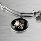 Sip Coffee And Pet Cat Bracelet Stainless Steel or 18k Gold Circle Bangle-Express Your Love Gifts