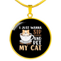 Sip Coffee And Pet Cat Circle Necklace Stainless Steel or 18k Gold 18-22"-Express Your Love Gifts