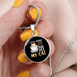 Sip Coffee And Pet Cat Circle Necklace Stainless Steel or 18k Gold 18-22"-Express Your Love Gifts