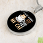 Sip Coffee And Pet Cat Circle Necklace Stainless Steel or 18k Gold 18-22"-Express Your Love Gifts