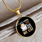 Sip Coffee And Pet Cat Circle Necklace Stainless Steel or 18k Gold 18-22"-Express Your Love Gifts
