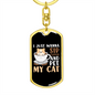 Sip Coffee And Pet Cat Keychain Stainless Steel or 18k Gold Dog Tag Keyring-Express Your Love Gifts