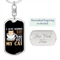 Sip Coffee And Pet Cat Keychain Stainless Steel or 18k Gold Dog Tag Keyring-Express Your Love Gifts
