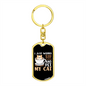 Sip Coffee And Pet Cat Keychain Stainless Steel or 18k Gold Dog Tag Keyring-Express Your Love Gifts