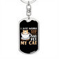 Sip Coffee And Pet Cat Keychain Stainless Steel or 18k Gold Dog Tag Keyring-Express Your Love Gifts