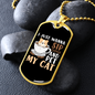 Sip Coffee Cat Necklace Stainless Steel or 18k Gold Dog Tag 24" Chain-Express Your Love Gifts