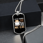 Sip Coffee Cat Necklace Stainless Steel or 18k Gold Dog Tag 24" Chain-Express Your Love Gifts
