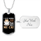 Sip Coffee Cat Necklace Stainless Steel or 18k Gold Dog Tag 24" Chain-Express Your Love Gifts
