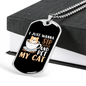 Sip Coffee Cat Necklace Stainless Steel or 18k Gold Dog Tag 24" Chain-Express Your Love Gifts