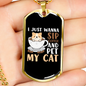 Sip Coffee Cat Necklace Stainless Steel or 18k Gold Dog Tag 24" Chain-Express Your Love Gifts