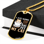 Sip Coffee Cat Necklace Stainless Steel or 18k Gold Dog Tag 24" Chain-Express Your Love Gifts