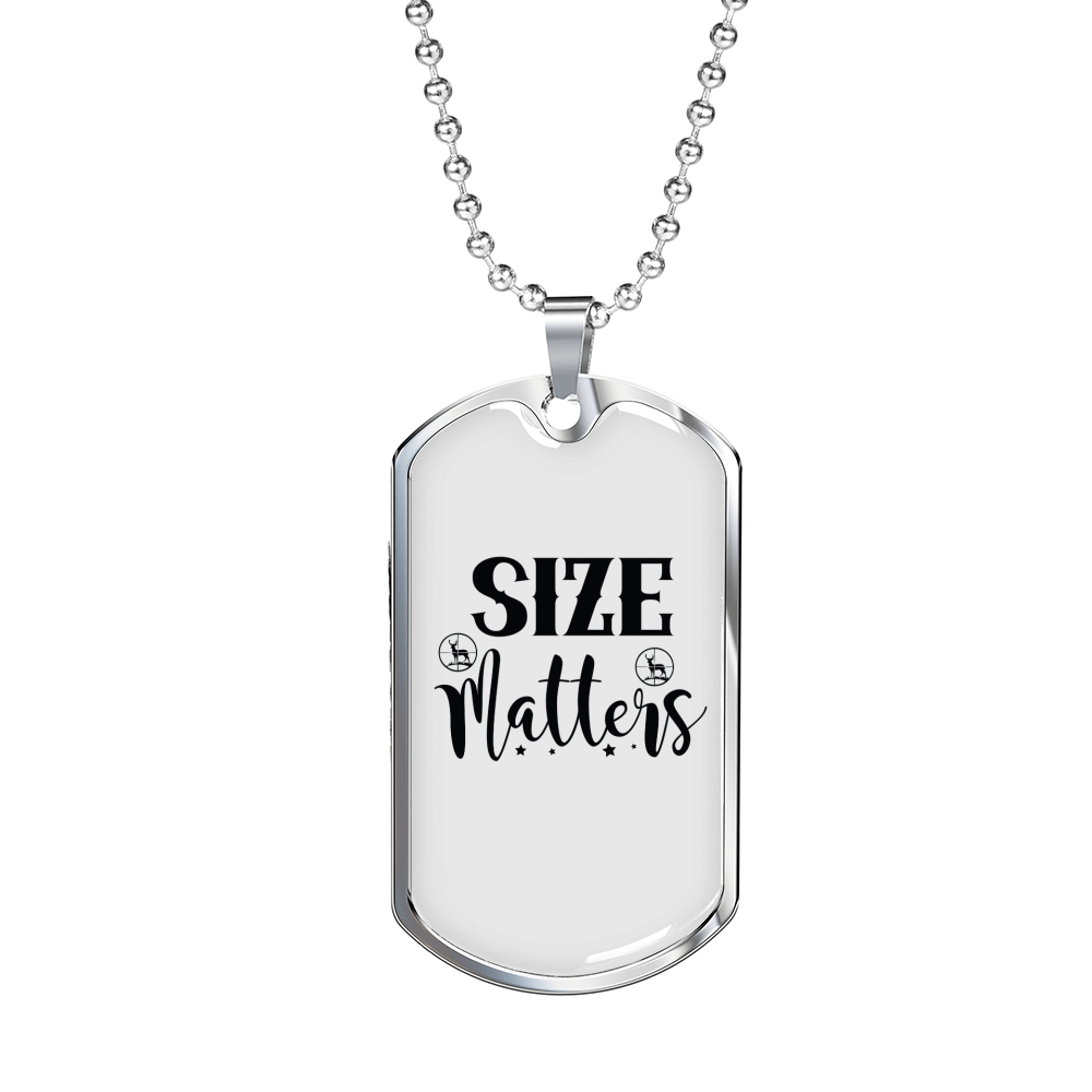 Size Matters Hunting Necklace Stainless Steel or 18k Gold Dog Tag 24" Chain-Express Your Love Gifts