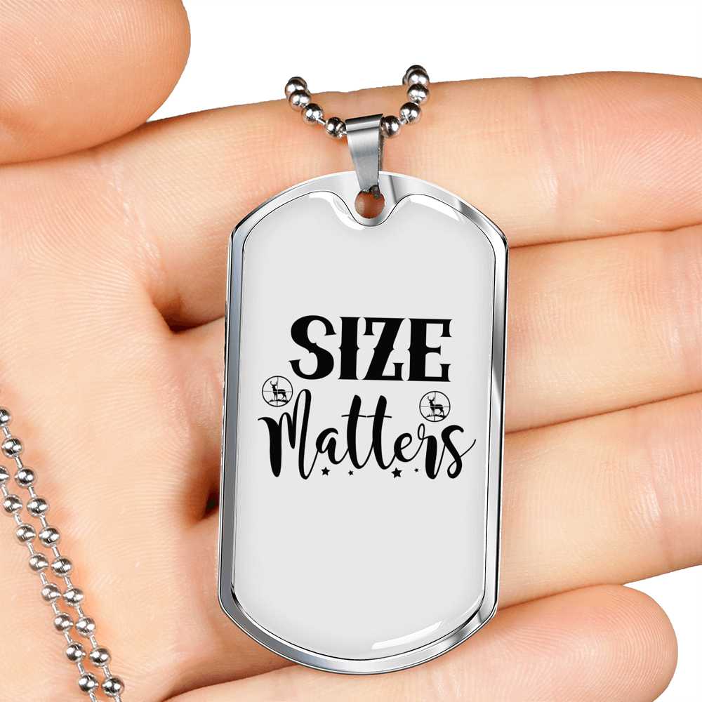 Size Matters Hunting Necklace Stainless Steel or 18k Gold Dog Tag 24" Chain-Express Your Love Gifts