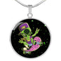 Skater Alien Circle Pendant UFO Alien Fan Necklace Stainless Steel or 18k Gold 18-22"-Express Your Love Gifts