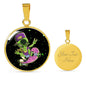 Skater Alien Circle Pendant UFO Alien Fan Necklace Stainless Steel or 18k Gold 18-22"-Express Your Love Gifts