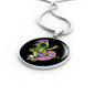 Skater Alien Circle Pendant UFO Alien Fan Necklace Stainless Steel or 18k Gold 18-22"-Express Your Love Gifts
